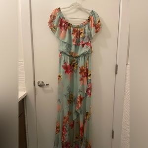 Off the Shoulder Aqua Blue Dress